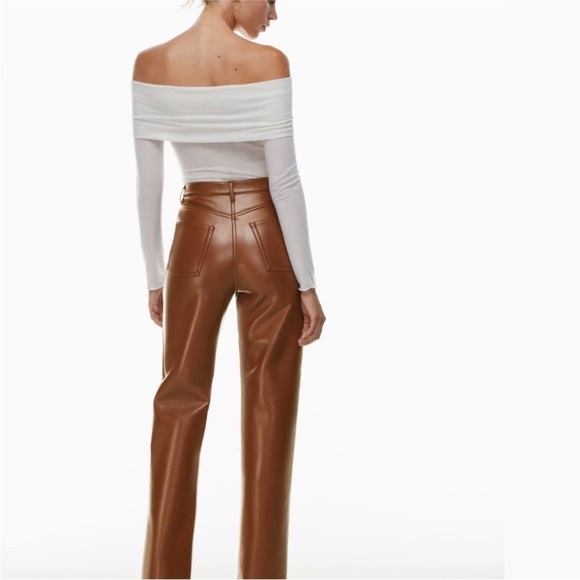 Wilfred Melina Brown Faux Leather Straight Leg Pants Size 6 - Picture 4 of 9